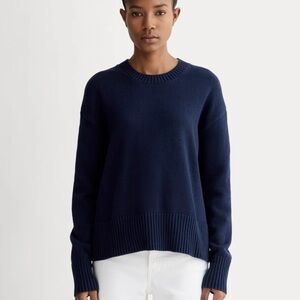 Everlane Boxy Sweater in everyday cotton Navy Blue